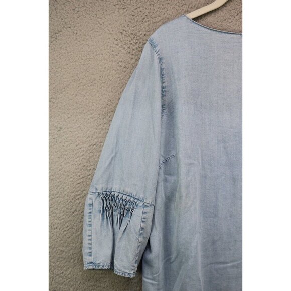J.Jill Denim 3/4 Belled Sleeve Tunic-Size Large-BOHO - Picture 3 of 11